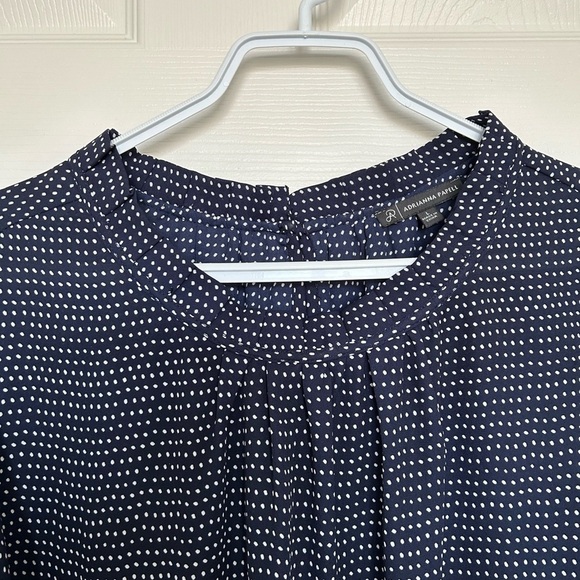 4/$20 Adrianna Papell polka dot ruffle flounce blouse- size L - Picture 3 of 9